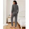 Ekouaer Women’s Pajama Sets Casual 2Pcs Sleepwear Long Sleeve Pullover Tops Long Joggers Pants with Pockets(Rib-dark Grey)