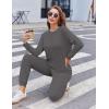 Ekouaer Women’s Pajama Sets Casual 2Pcs Sleepwear Long Sleeve Pullover Tops Long Joggers Pants with Pockets(Rib-dark Grey)