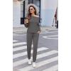 Ekouaer Women’s Pajama Sets Casual 2Pcs Sleepwear Long Sleeve Pullover Tops Long Joggers Pants with Pockets(Rib-dark Grey)