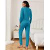 Ekouaer Women’s Pajama Sets Casual 2Pcs Sleepwear Long Sleeve Pullover Tops Long Joggers Pants with Pockets(Rib-lake Blue)