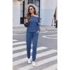 Ekouaer Women’s Pajama Sets Casual 2Pcs Sleepwear Long Sleeve Pullover Tops Long Joggers Pants with Pockets(Rib-navy Blue)