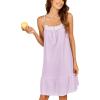 Ekouaer Women’s 100% Cotton Lace Nightgown Sleeveless Sleep Dress Victorian Sleepshirt Button Strap Gown(Candy Purple)