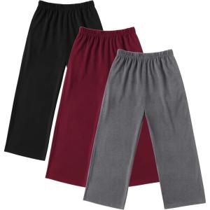 Ekouaer Boys Pajama Pants 3 Pack Sleep Kids Pajama Bottoms(Dark Grey/Black/Red)