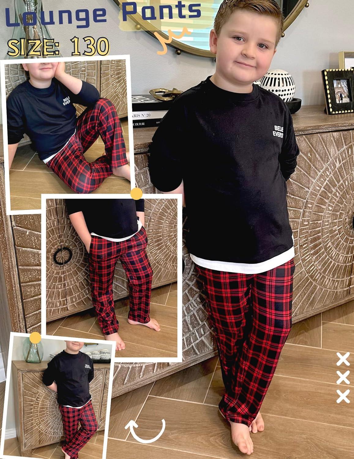 imageEkouaer Boys Pajama Pants Soft Lounge Pants Comfy Plaid Pajama Bottoms Elastic Waist PJS BottomsYarn Dyed Lattice6