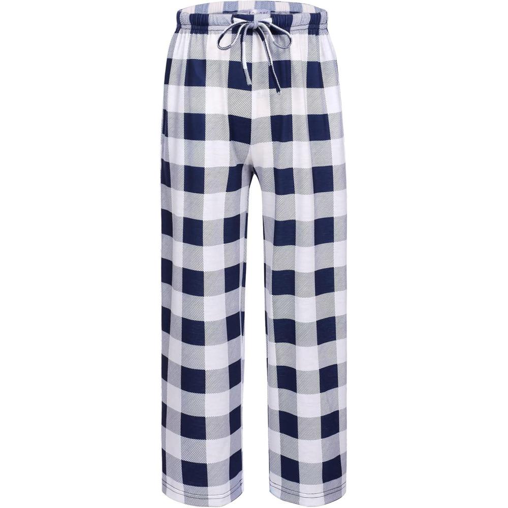 imageEkouaer Boys Pajama Pants Soft Lounge Pants Comfy Plaid Pajama Bottoms Elastic Waist PJS BottomsAyarn Dyed Lattice3navy