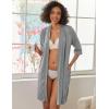 Ekouaer Robes for Women Ribbed Knit Bathrobe Soft Knee Length Kimono Robe 3/4 Sleeve Sleepwear with Pockets S-XXL(Dark Gray)