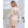 Ekouaer Silk Robe for Women Short Satin Robe 3/4 Sleeves Lace Trim Kimono Bathrobe Sexy Bride Bridsmaid Sleepwear with Pocket(Champagne)