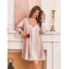 Ekouaer Silk Robe for Women Short Satin Robe 3/4 Sleeves Lace Trim Kimono Bathrobe Sexy Bride Bridsmaid Sleepwear with Pocket(Dusty Pink)