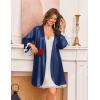 Ekouaer Silk Robe for Women Short Satin Robe 3/4 Sleeves Lace Trim Kimono Bathrobe Sexy Bride Bridsmaid Sleepwear with Pocket(Navy Blue)
