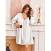 Ekouaer Silk Robe for Women Short Satin Robe 3/4 Sleeves Lace Trim Kimono Bathrobe Sexy Bride Bridsmaid Sleepwear with Pocket(White)
