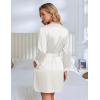Ekouaer Silk Robe for Women Short Satin Robe 3/4 Sleeves Lace Trim Kimono Bathrobe Sexy Bride Bridsmaid Sleepwear with Pocket(White)