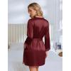 Ekouaer Silk Robe for Women Short Satin Robe 3/4 Sleeves Lace Trim Kimono Bathrobe Sexy Bride Bridsmaid Sleepwear with Pocket(Wine Red)
