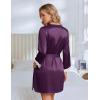 Ekouaer Silk Robe for Women Short Satin Robe 3/4 Sleeves Lace Trim Kimono Bathrobe Sexy Bride Bridsmaid Sleepwear with Pocket(Wineberry)