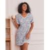 Ekouaer 3 Pack Nightgowns for Women Short Sleeve Sleep Shirts T Shirt Night Gown V Neck Nightshirts Soft Sleepwear Dress(Coffee Cup/Blue Print/Purple Stars)