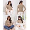 Ekouaer Maternity Long Sleeve Shirt 3Packs Round Neck Pregnancy Tops Casual Tee Top Shirts(Black/White/Khaki)