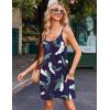 Ekouaer Nightgowns for Women Cotton Sleepwear Sexy Sleep Shirt Adjustable Spaghetti Strap Night Gowns with Pockets S-3XL(Green Blue Leaf)