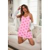 Ekouaer Nightgowns for Women Cotton Sleepwear Sexy Sleep Shirt Adjustable Spaghetti Strap Night Gowns with Pockets S-3XL(Pink Flowers)