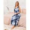 Ekouaer Nightgowns for Women Sleeveless Sleepshirt Long Print House Dress Tank Nightshirt Maxi Casual Dress with Pockets(Tie Dye Blue2)