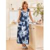 Ekouaer Nightgowns for Women Sleeveless Sleepshirt Long Print House Dress Tank Nightshirt Maxi Casual Dress with Pockets(Tie Dye Blue2)