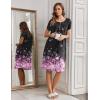 Ekouaer Nightgowns for Women with Pockets Button Front Short Sleeve House Dresses Floral Print Mumu Dress(Black Pink Floral)
