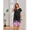 Ekouaer Nightgowns for Women with Pockets Button Front Short Sleeve House Dresses Floral Print Mumu Dress(Black Pink Floral)