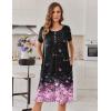 Ekouaer Nightgowns for Women with Pockets Button Front Short Sleeve House Dresses Floral Print Mumu Dress(Black Pink Floral)