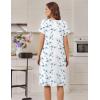 Ekouaer Nightgowns for Women with Pockets Button Front Short Sleeve House Dresses Floral Print Mumu Dress(Blue Floral)