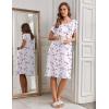 Ekouaer Nightgowns for Women with Pockets Button Front Short Sleeve House Dresses Floral Print Mumu Dress(Pink Floral)