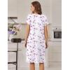 Ekouaer Nightgowns for Women with Pockets Button Front Short Sleeve House Dresses Floral Print Mumu Dress(Pink Floral)
