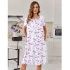 Ekouaer Nightgowns for Women with Pockets Button Front Short Sleeve House Dresses Floral Print Mumu Dress(Pink Floral)