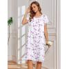 Ekouaer Nightgowns for Women with Pockets Button Front Short Sleeve House Dresses Floral Print Mumu Dress(Pink Floral)