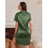 Ekouaer Satin Nightshirt for Women Button Down Nightgown Silk Short Sleeve Sleepshirt Notch Collar Sleepwear S-3XL(Army Green)