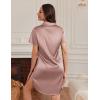 Ekouaer Satin Nightshirt for Women Button Down Nightgown Silk Short Sleeve Sleepshirt Notch Collar Sleepwear S-3XL(Mauve Rose)