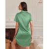 Ekouaer Satin Nightshirt for Women Button Down Nightgown Silk Short Sleeve Sleepshirt Notch Collar Sleepwear S-3XL(Muted Green)
