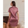 Ekouaer Satin Nightshirt for Women Button Down Nightgown Silk Short Sleeve Sleepshirt Notch Collar Sleepwear S-3XL(Rosewood Taupe)