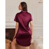 Ekouaer Satin Nightshirt for Women Button Down Nightgown Silk Short Sleeve Sleepshirt Notch Collar Sleepwear S-3XL(Wine Red)