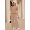 Ekouaer Two Piece Sets for Women 2026 Travel Outfits Short Sleeve Top Wide Leg Pants Rib Tracksuits Summer Fashion Lounge Set(Brown)