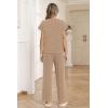 Ekouaer Two Piece Sets for Women 2026 Travel Outfits Short Sleeve Top Wide Leg Pants Rib Tracksuits Summer Fashion Lounge Set(Brown)