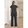 Ekouaer Two Piece Sets for Women 2026 Travel Outfits Short Sleeve Top Wide Leg Pants Rib Tracksuits Summer Fashion Lounge Set(Dark Grey)