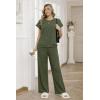 Ekouaer Two Piece Sets for Women 2026 Travel Outfits Short Sleeve Top Wide Leg Pants Rib Tracksuits Summer Fashion Lounge Set(Dark Olive Green)