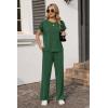 Ekouaer Two Piece Sets for Women 2026 Travel Outfits Short Sleeve Top Wide Leg Pants Rib Tracksuits Summer Fashion Lounge Set(Forestgreen)