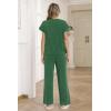 Ekouaer Two Piece Sets for Women 2026 Travel Outfits Short Sleeve Top Wide Leg Pants Rib Tracksuits Summer Fashion Lounge Set(Forestgreen)