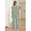 Ekouaer Two Piece Sets for Women 2026 Travel Outfits Short Sleeve Top Wide Leg Pants Rib Tracksuits Summer Fashion Lounge Set(Glacial Green)