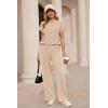 Ekouaer Two Piece Sets for Women 2026 Travel Outfits Short Sleeve Top Wide Leg Pants Rib Tracksuits Summer Fashion Lounge Set(Light Khaki)