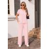 Ekouaer Two Piece Sets for Women 2026 Travel Outfits Short Sleeve Top Wide Leg Pants Rib Tracksuits Summer Fashion Lounge Set(Light Pink)