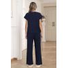 Ekouaer Two Piece Sets for Women 2026 Travel Outfits Short Sleeve Top Wide Leg Pants Rib Tracksuits Summer Fashion Lounge Set(Navy Blue)
