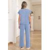 Ekouaer Two Piece Sets for Women 2026 Travel Outfits Short Sleeve Top Wide Leg Pants Rib Tracksuits Summer Fashion Lounge Set(Sky Blue)