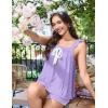 Ekouaer Womens Pajamas Sets 2 Piece Ruffle Bow Tank Top and Shorts Pjs Soft Bridal Pajama Cute Sleepwear Set XS-2XL(Lilac)