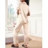 Ekouaer Womens Silky Satin Pajamas Set Short Sleeve Button Down Sleepwear 2 Piece Lounge Set Pj Set(Champagne)