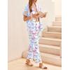 Ekouaer Womens Silky Satin Pajamas Set Short Sleeve Button Down Sleepwear 2 Piece Lounge Set Pj Set(Colorful Bow Knot)